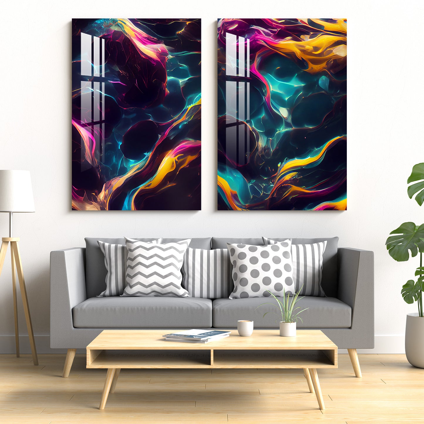 Waves of Wonder Acrylic Wall Art (Set Of 2)