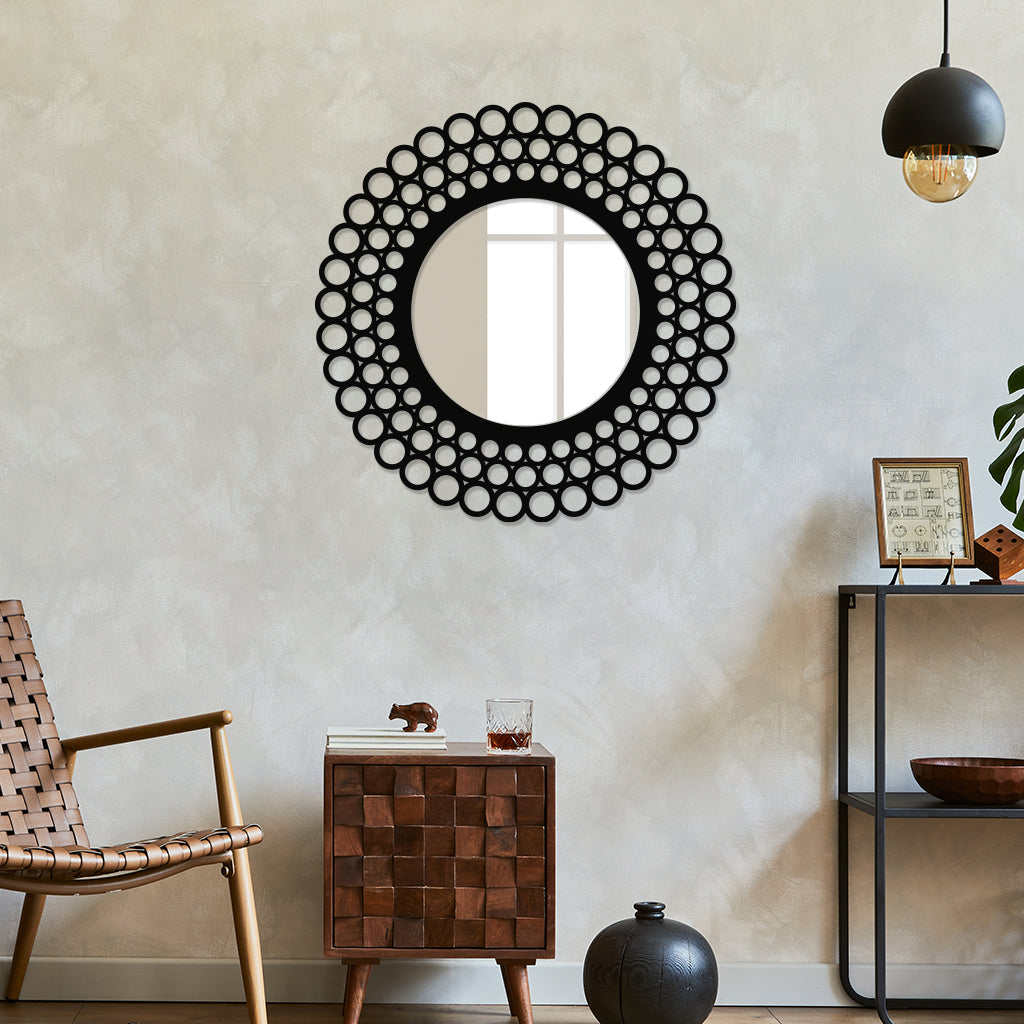 Pebble Style Round Metal Wall Mirror