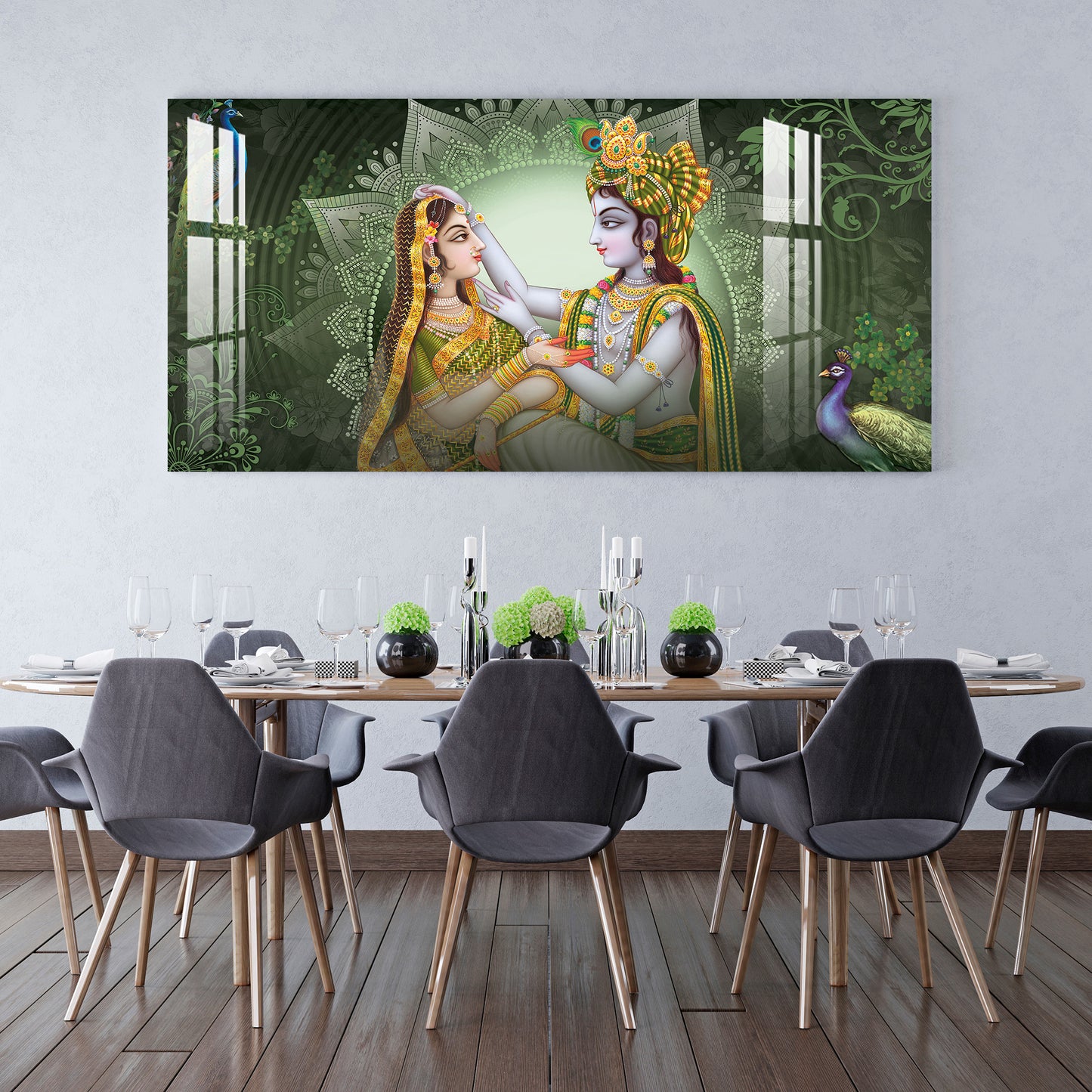 Sitting Radha Krishna Acrylic Wall Art