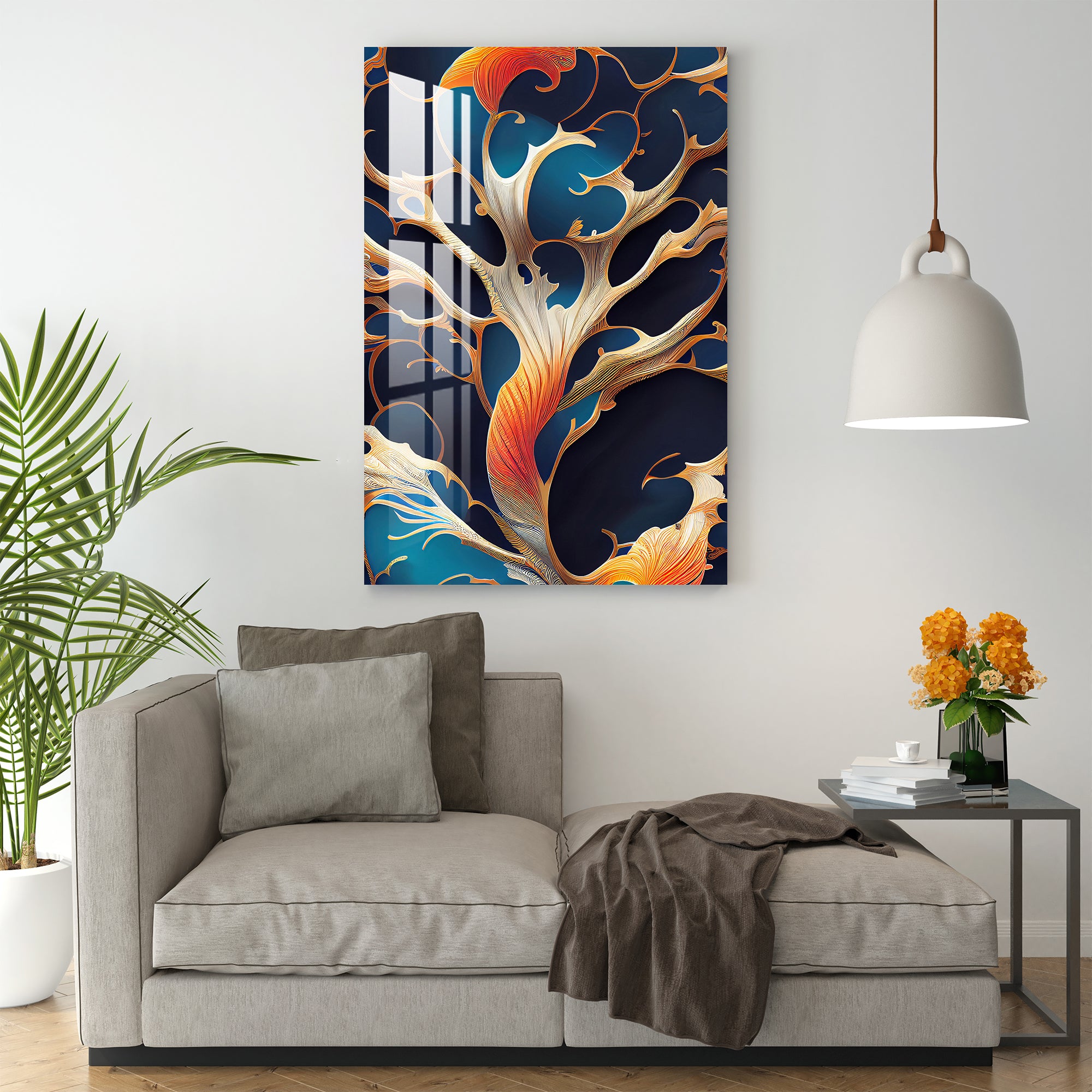 Blue & Golden Splash Acrylic Wall Art
