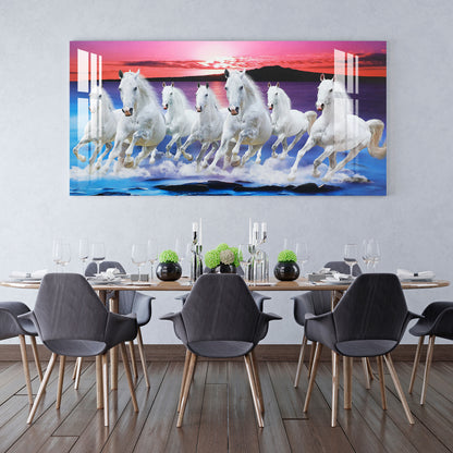 Seven White Horses Acrylic Wall Art