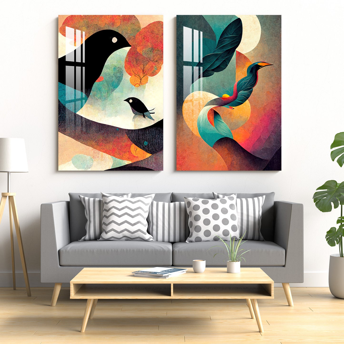 Evening Birds Acrylic Wall Art (Set Of 2)