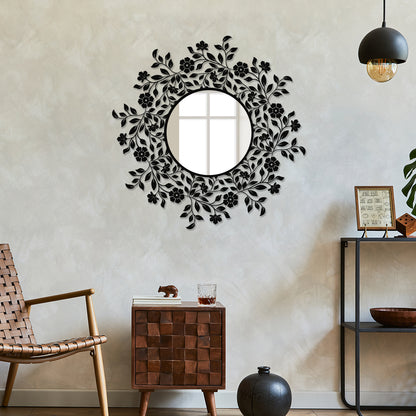 Floral Design Metal Wall Mirror