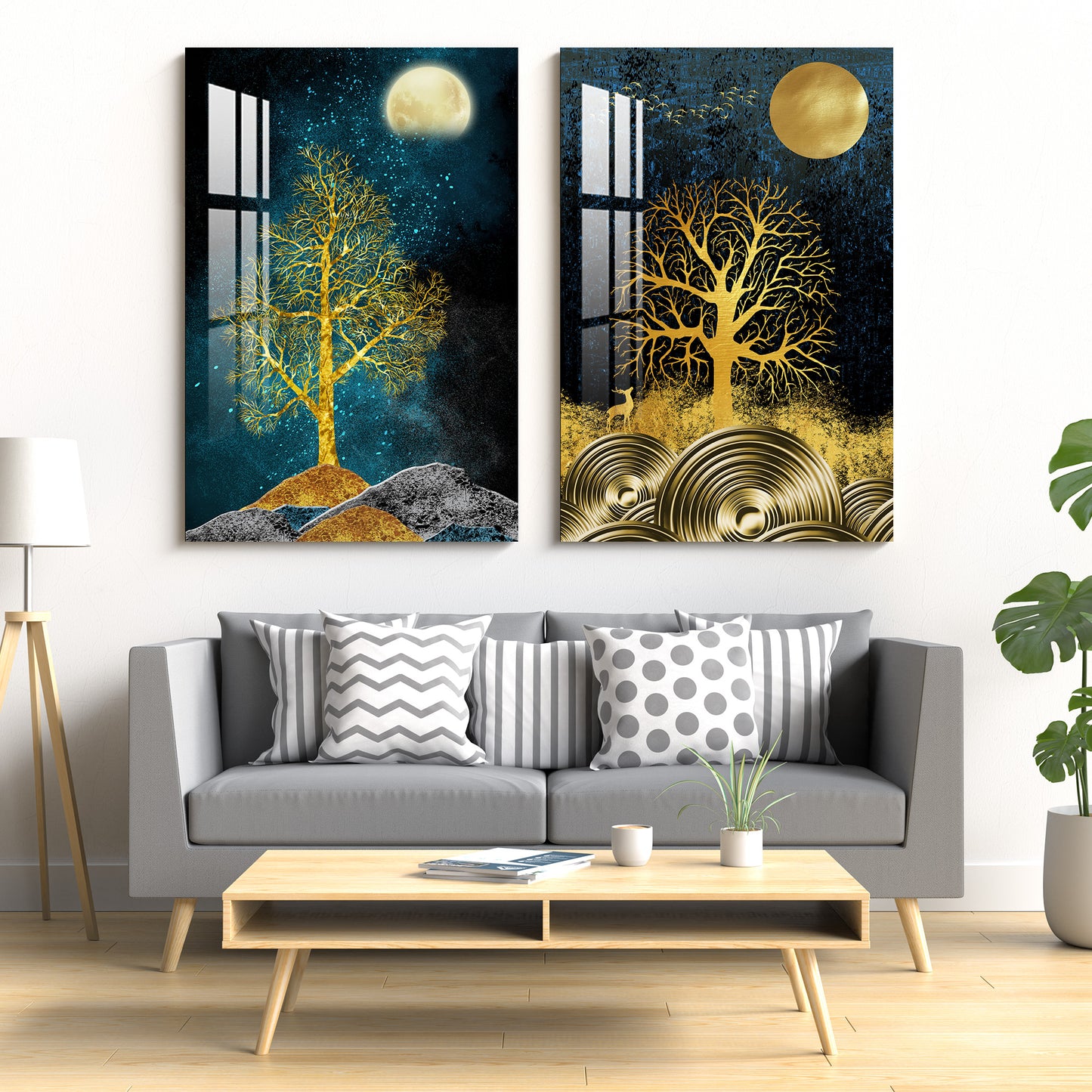 Beauty of Moon Acrylic wall Art (Set Of 2)