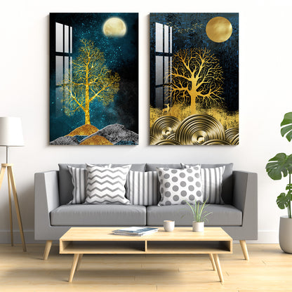 Beauty of Moon Acrylic wall Art (Set Of 2)