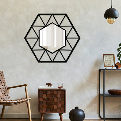 Hexagonal Shaped Metal Wall Mirror