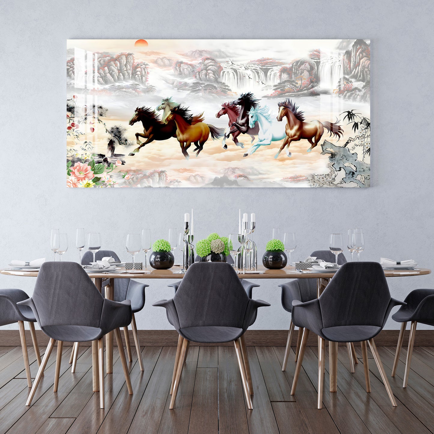 The Sunrise & The Horses Acrylic Wall Art