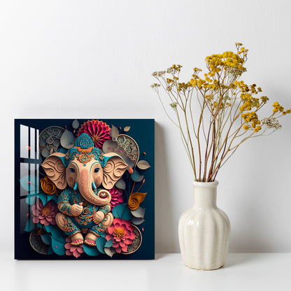 Floral Ganpati Acrylic Wall Art