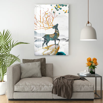 Deer With Unique Horns Acrylic Wall Art