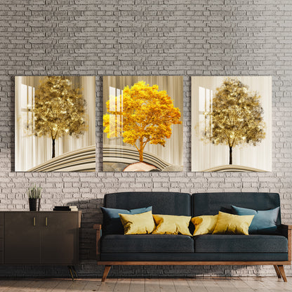 Fortune Golden Trees Acrylic Wall Art (Set of 3)