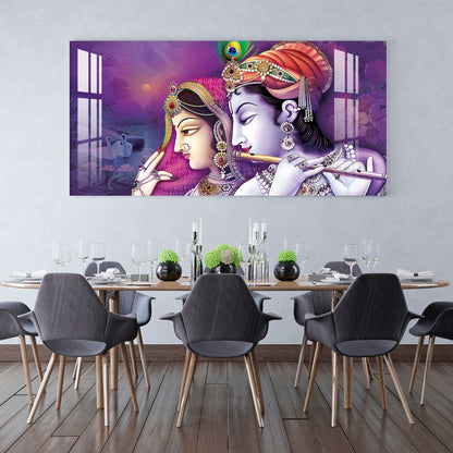 Beautiful Radha Krishna with Flute Acrylic Wall Art