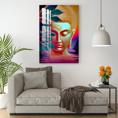 Lord Buddha Face Acrylic Wall Art