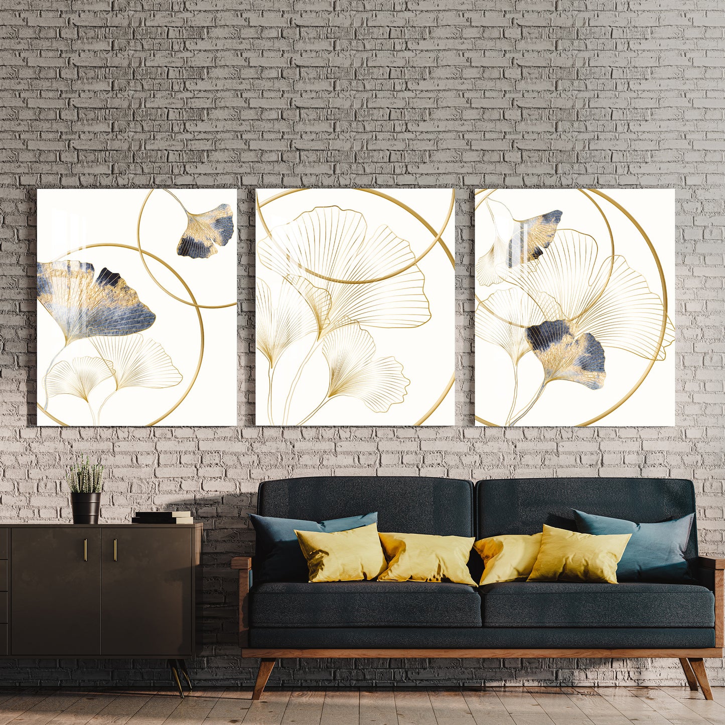 Gingko Biloba Acrylic Wall Art (Set of 3)