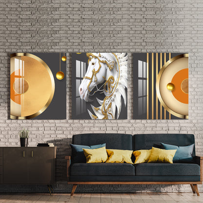 Majestic Horse Acrylic Wall Art (Set of 3)