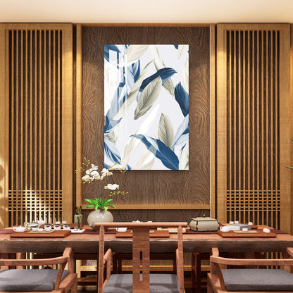 Blue & White Feather Acrylic Wall Art