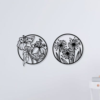 Flower Set Metal Wall Art