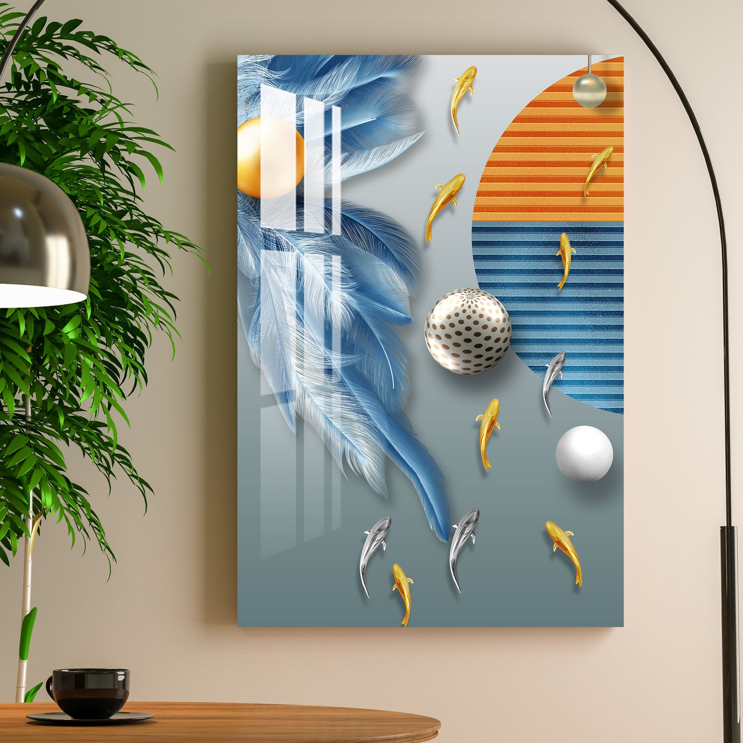 Fishes with Feathers Acrylic Wall Art