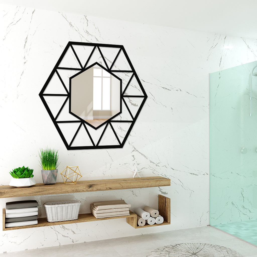 Hexagonal Shaped Metal Wall Mirror