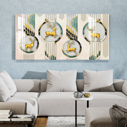 Golden Swamp Deers Acrylic Wall Art