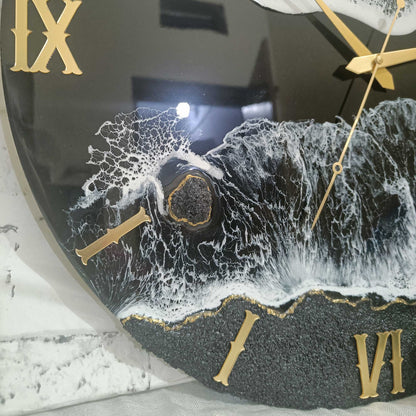 Black Beach View Epoxy Resin Wall Clock