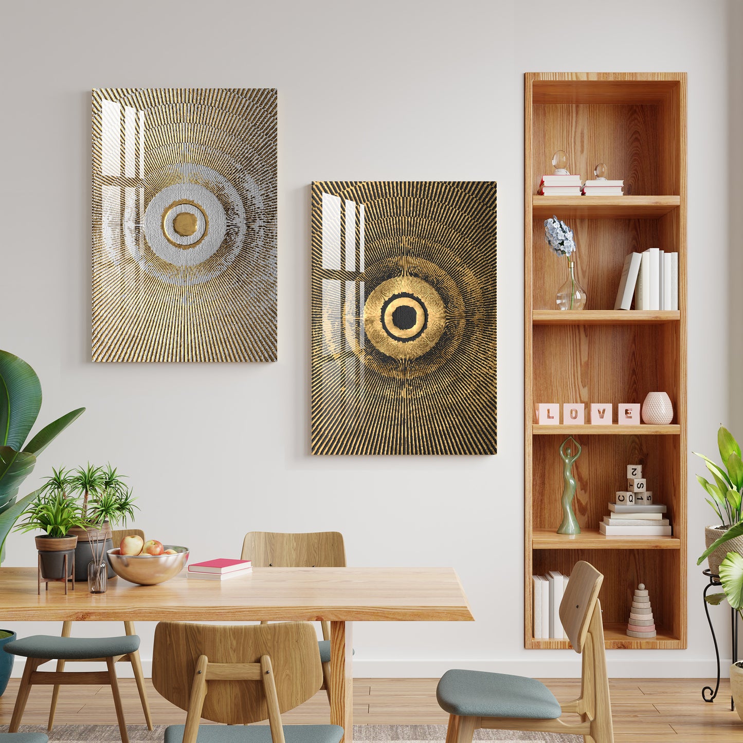 Creative Golden Landscape Acrylic Wall Art (Set Of 2)