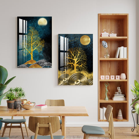 Beauty of Moon Acrylic wall Art (Set Of 2)