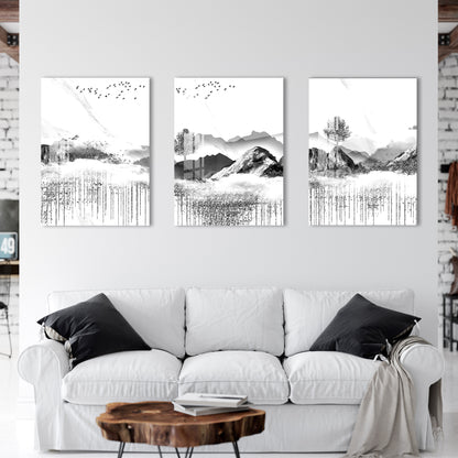 Grey & White Scenery Acrylic Wall Art (Set of 3)