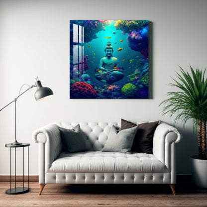 Buddha Meditating Under Water Acrylic Wall Art