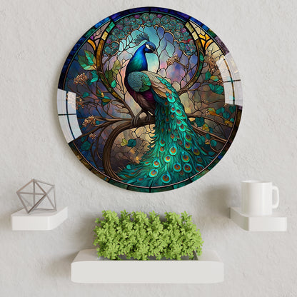 Peacock of Paradise Round Acrylic Wall Art