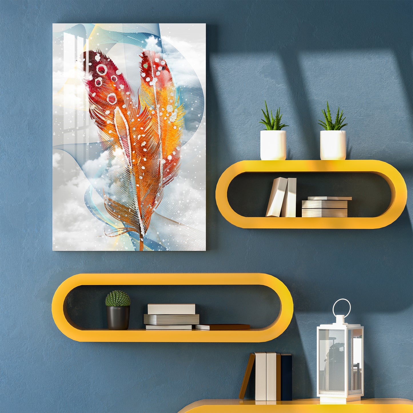 Shades of Golden Feather Acrylic Wall Art