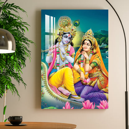 Radha Krishna on River Bank Acrylic Wall Art