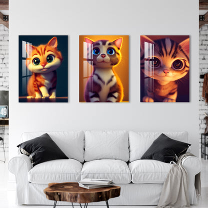 Cute Kitten Acrylic Wall Art (Set of 3)