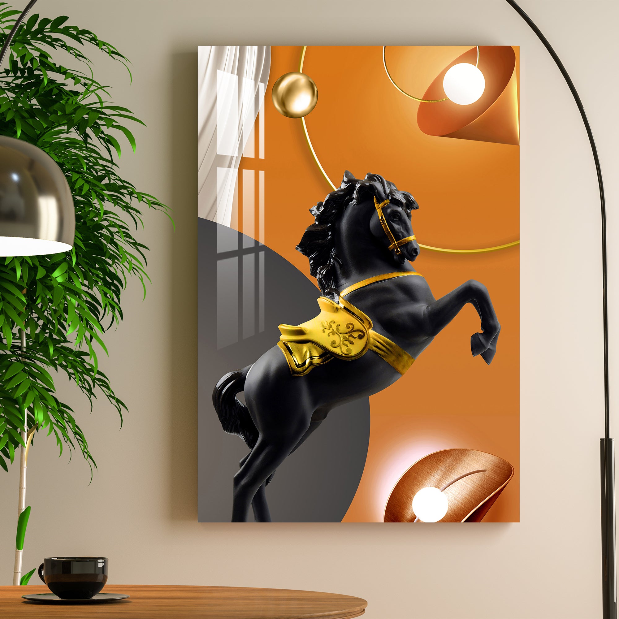 Muscular Black Horse Acrylic Wall Art