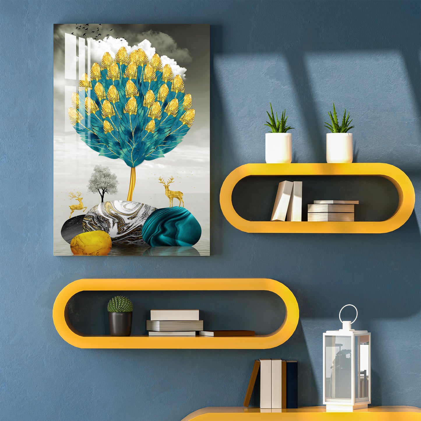 Blooming Golden Tree Acrylic Wall Art