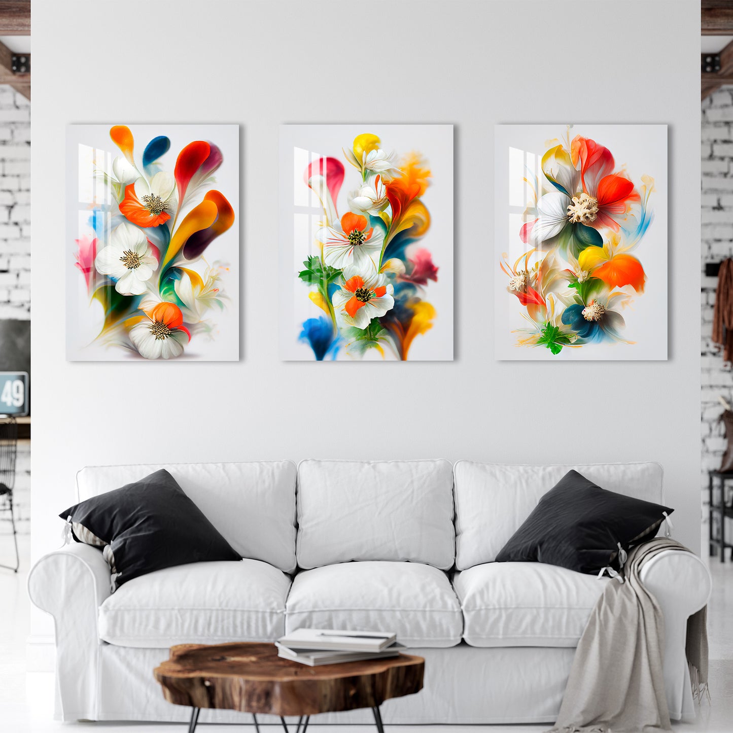 Bright Spring Flowers Acrylic Wall Art (Set of 3)