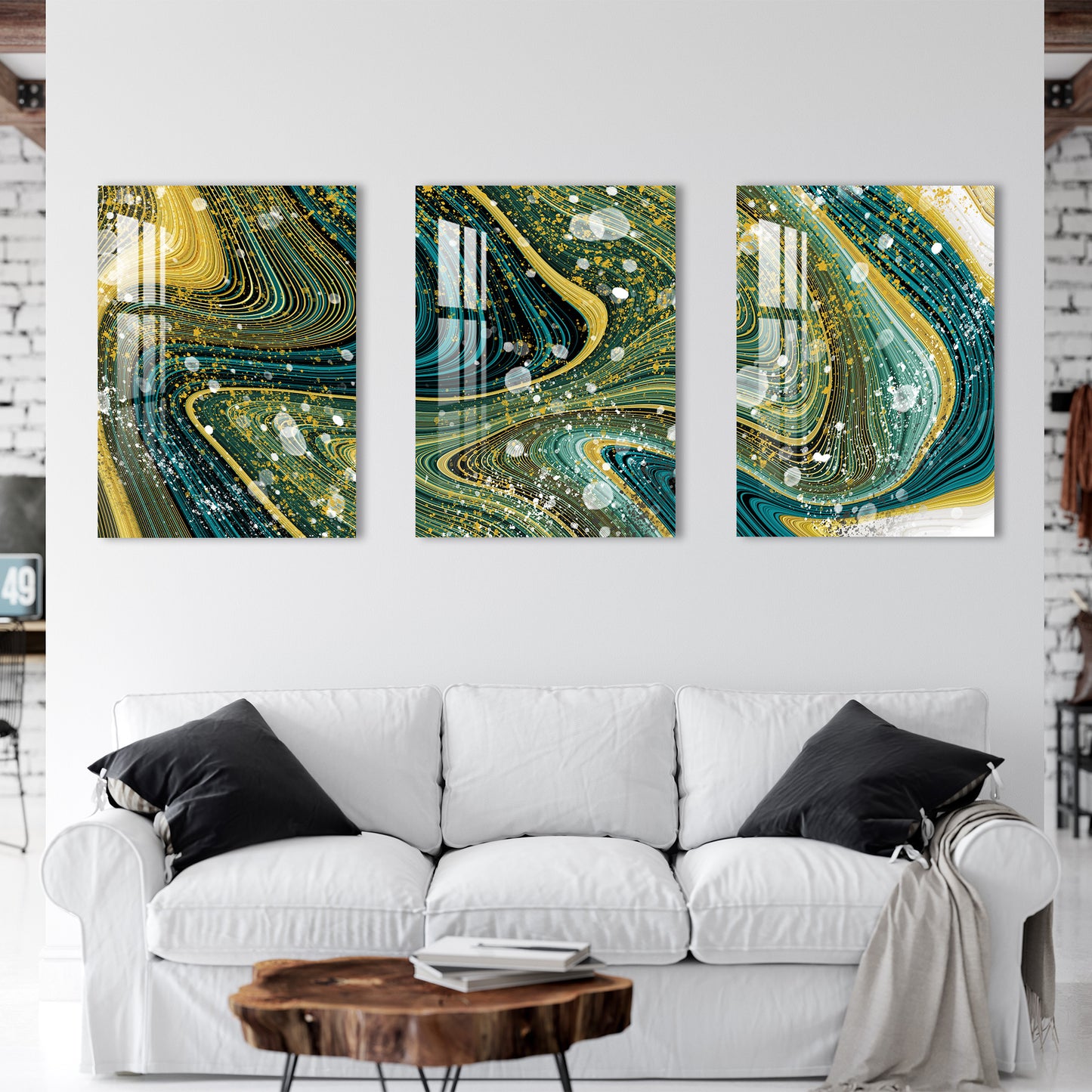 Abstract Wavy Lines Acrylic Wall Art (Set of 3)