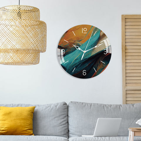 Colored Waves Printed Acrylic Wall Clock
