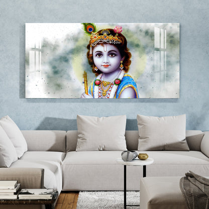 Bal Shree Krishna Acrylic Wall Art - 35.5X17.4 Inch / 3MM