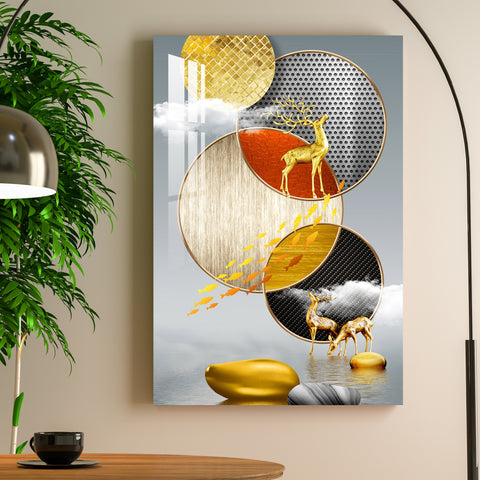 Abstract Fishes & Deer Acrylic Wall Art