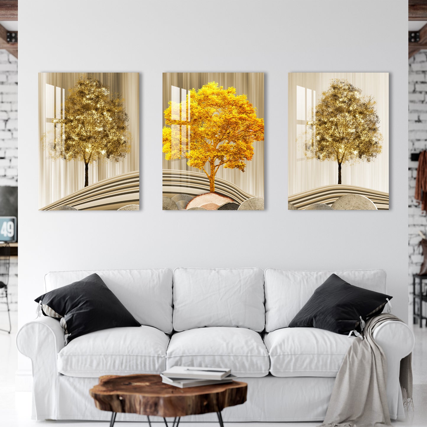 Fortune Golden Trees Acrylic Wall Art (Set of 3)