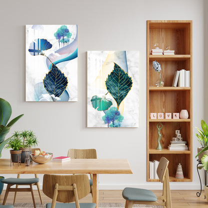 Colorful Naples with Leaves Acrylic Wall Art (Set Of 2)