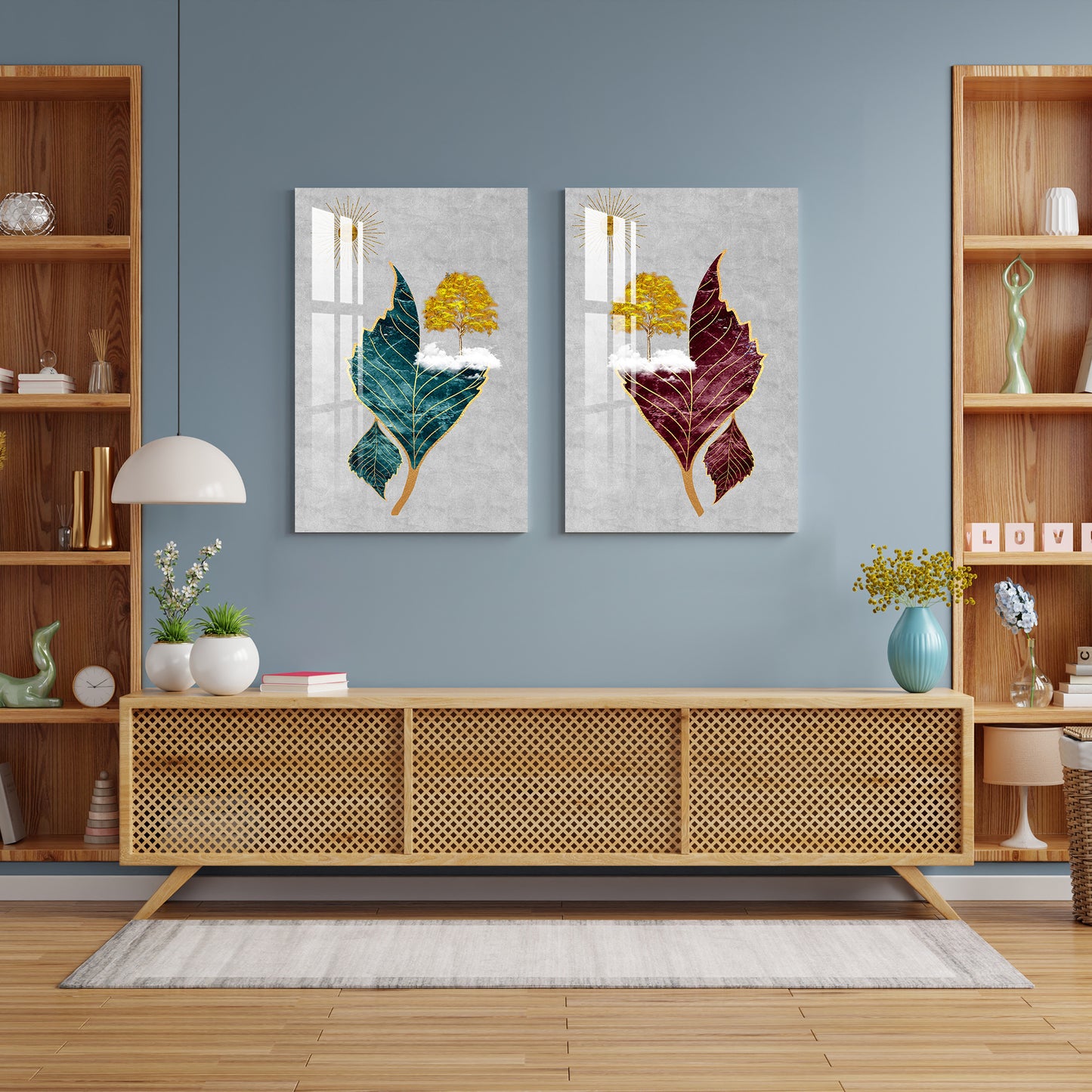 Vibrant Leaves Acrylic Wall Art (Set Of 2)