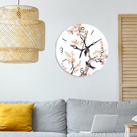 Bird On Tree Printed Acrylic Wall Clock