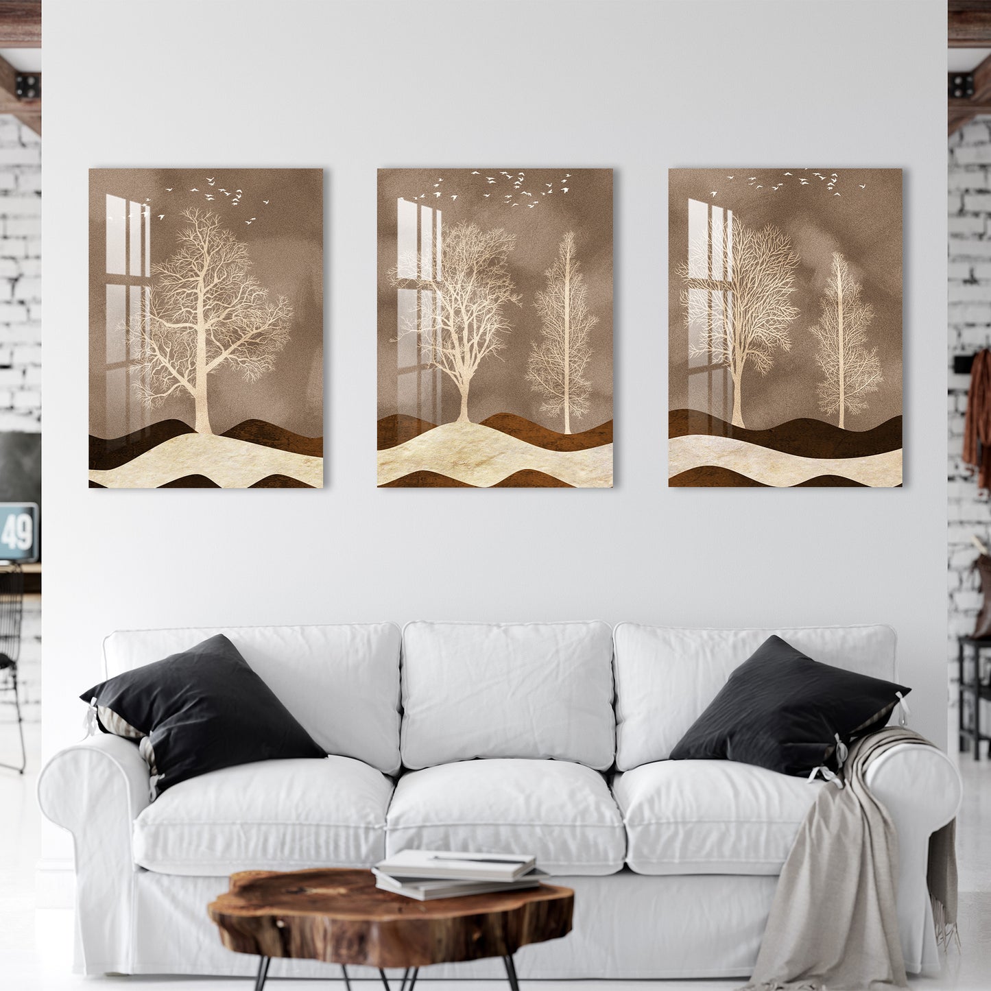 Decidious Trees Acrylic Wall Art (Set of 3)