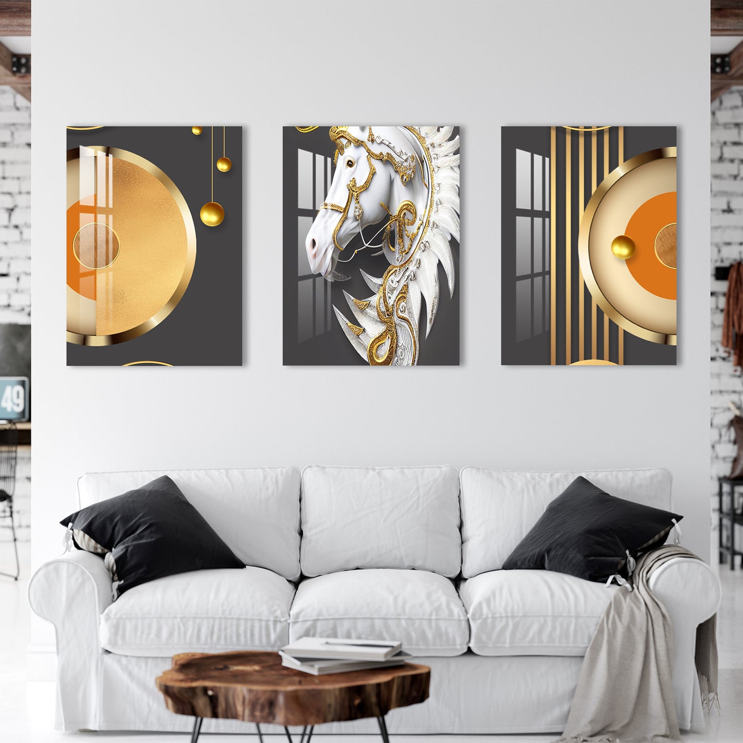 Majestic Horse Acrylic Wall Art (Set of 3)