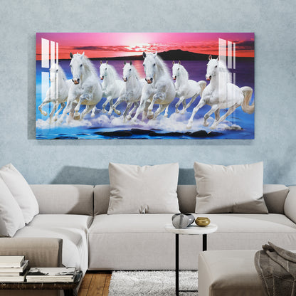 Seven White Horses Acrylic Wall Art