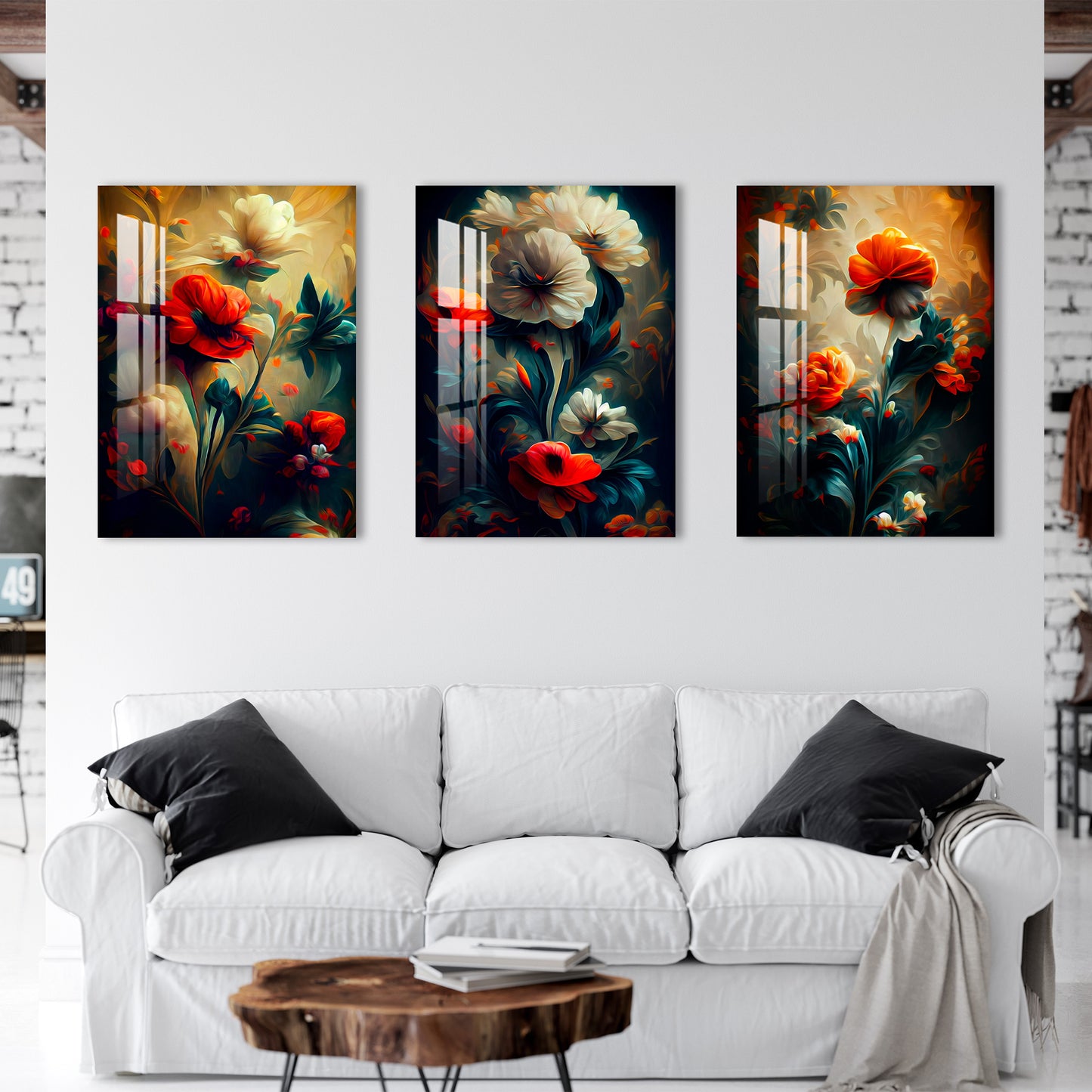 Elegant Floral Retro Decor Acrylic Wall Art (Set of 3)