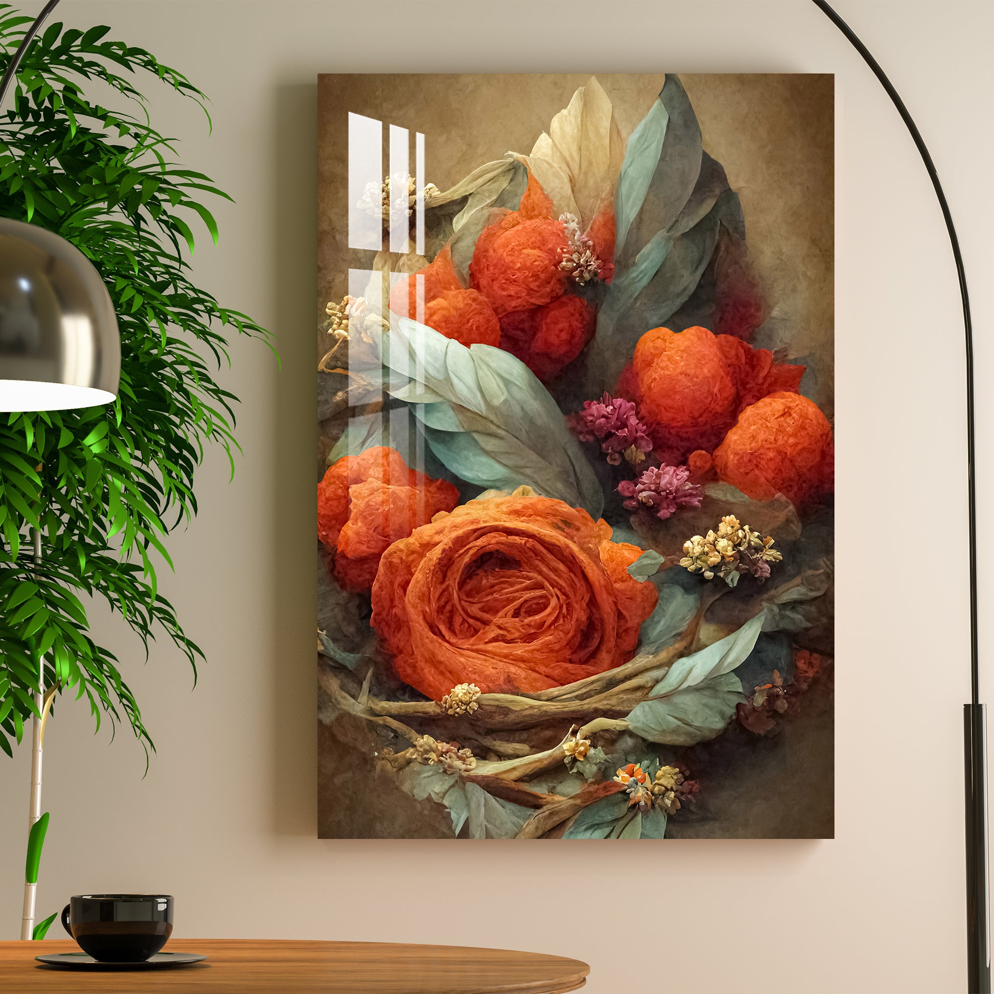 Renaissance Style Retro Flower Acrylic Wall Art