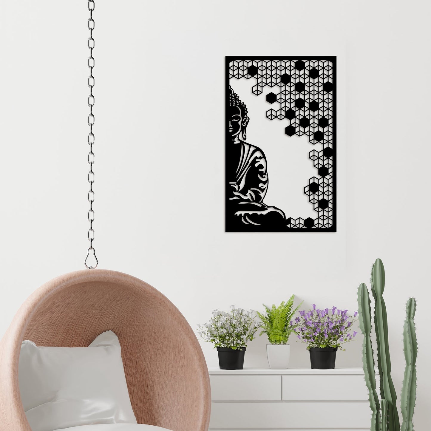 Elegant Buddha Worship Style Metal Wall Art 6