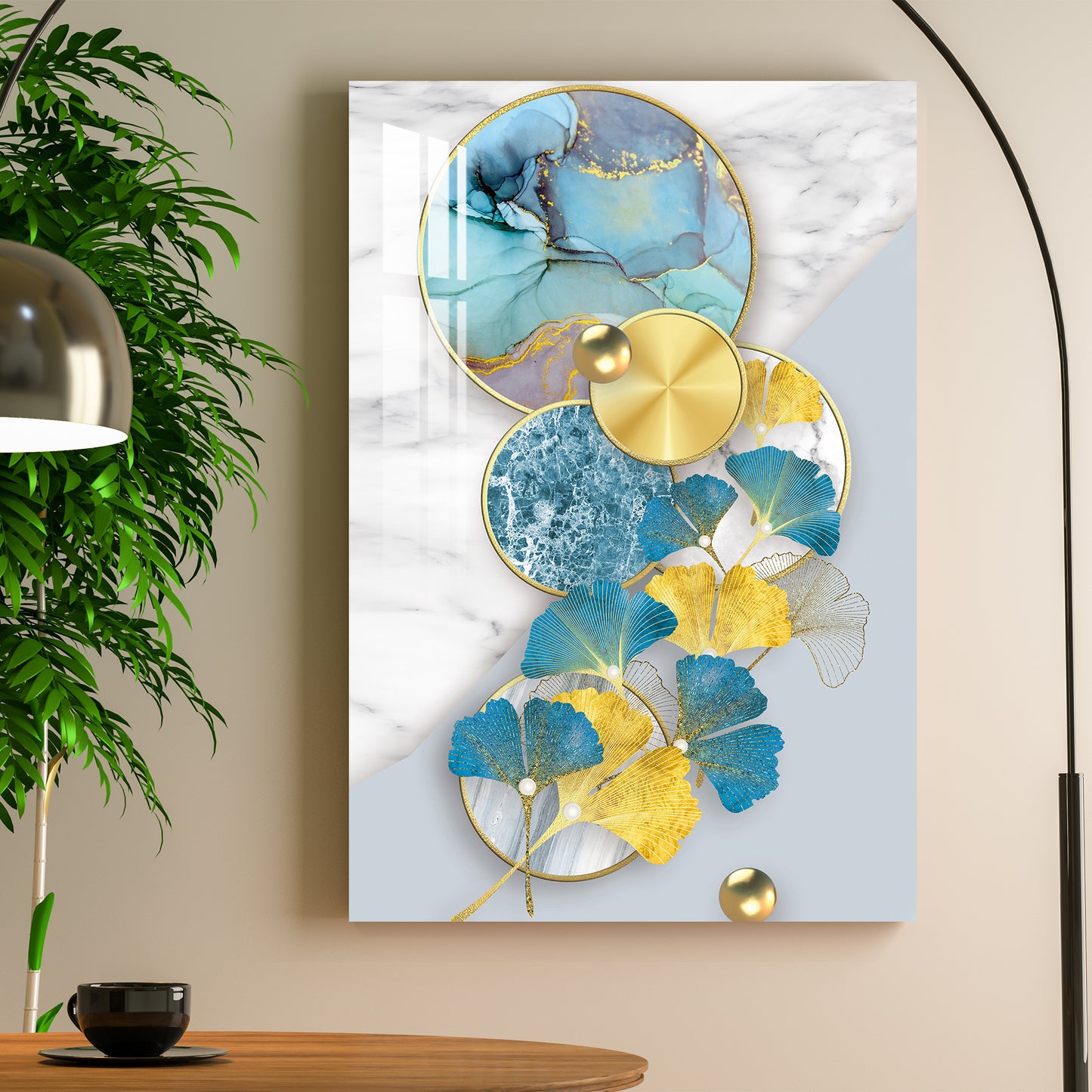 Blue & Golden Crystal Finish  Acrylic Wall Art